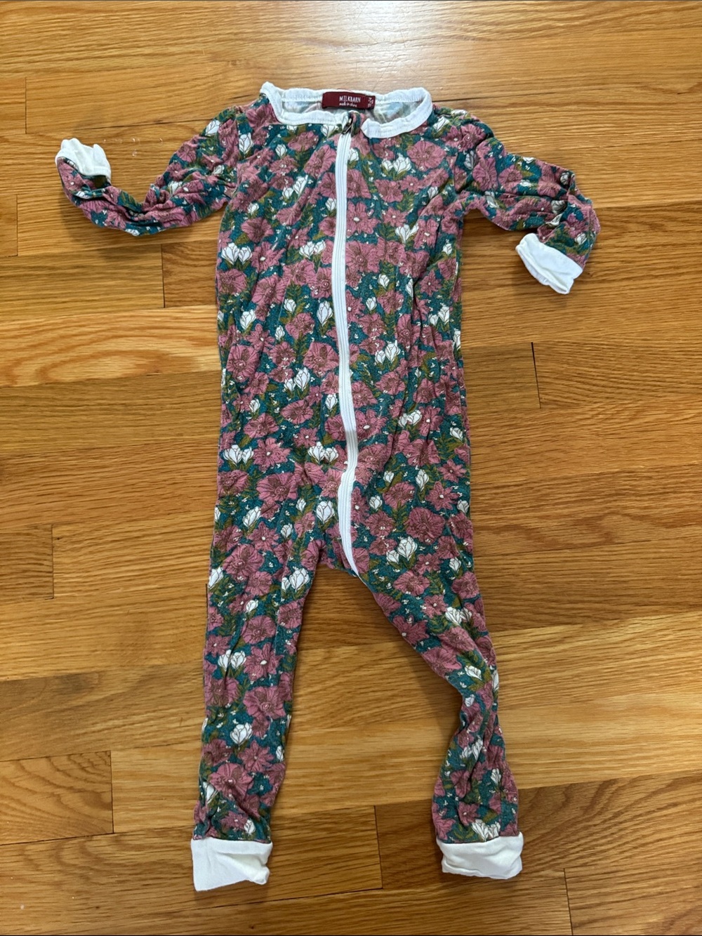 Milkbarn Floral Zip Footless One-Piece Pajamas -